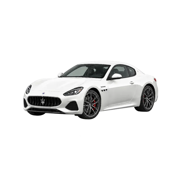 white 2026 Maserati Granturismo front three-quarter (facing left) view