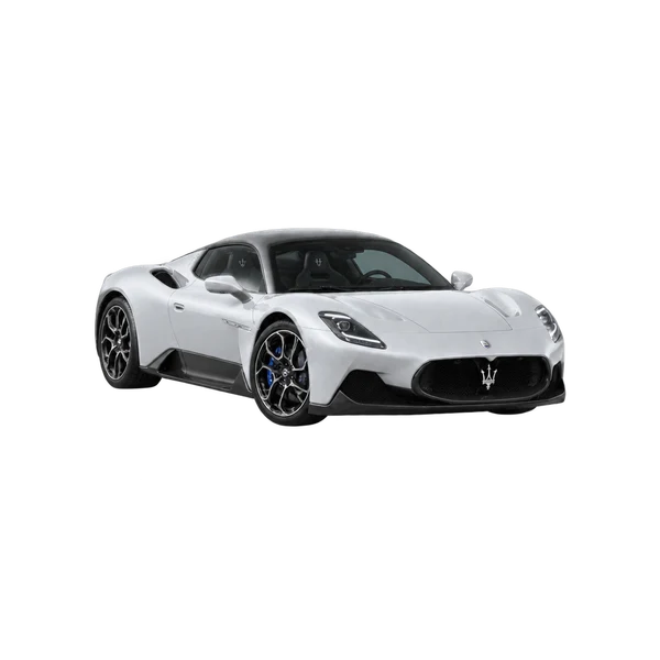 silver 2026 Maserati MCPura front three-quarter (facing left) view