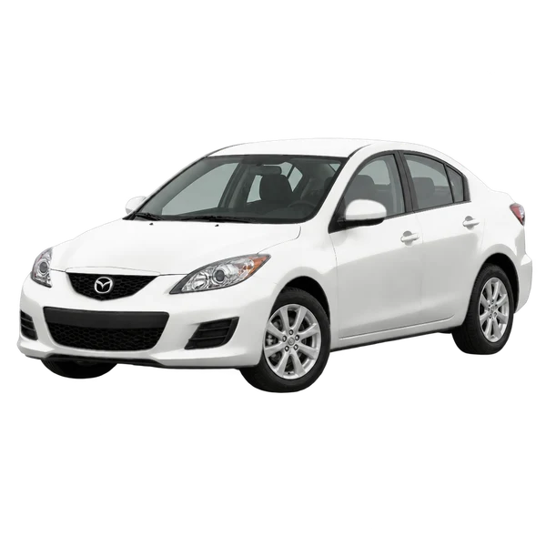 white 2011 Mazda 3 front three-quarter (facing left) view