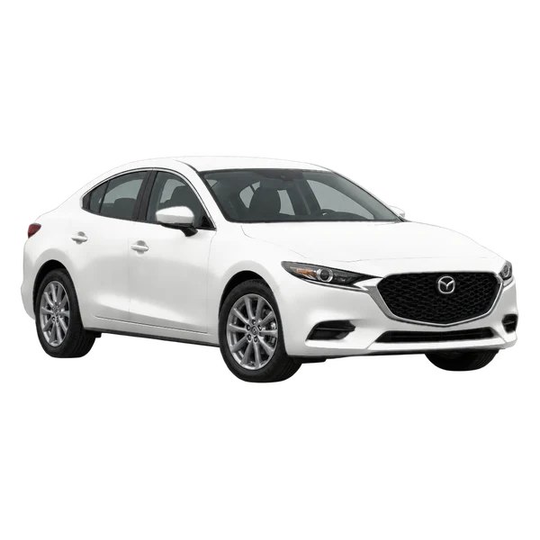 white 2026 Mazda 3 front three-quarter (facing left) view