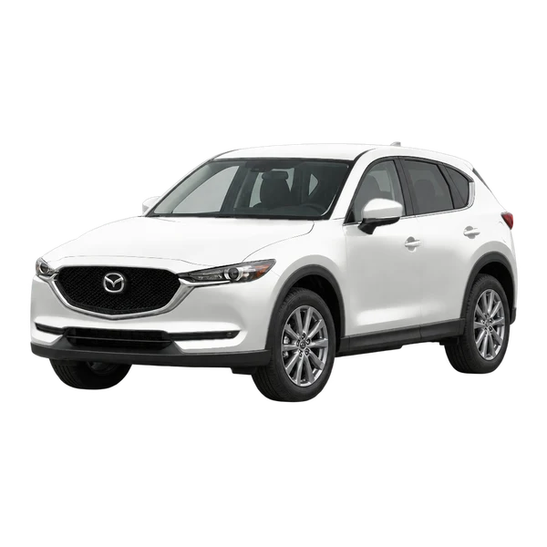 white 2019 Mazda CX-5 front three-quarter (facing left) view