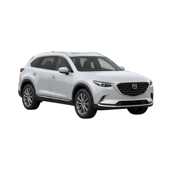 silver 2024 Mazda CX-9 front three-quarter (facing left) view