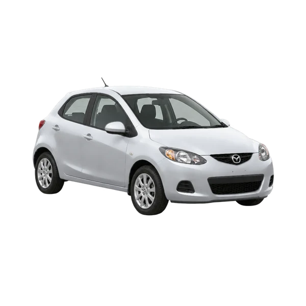 silver 2013 Mazda Mazda2 front three-quarter (facing left) view