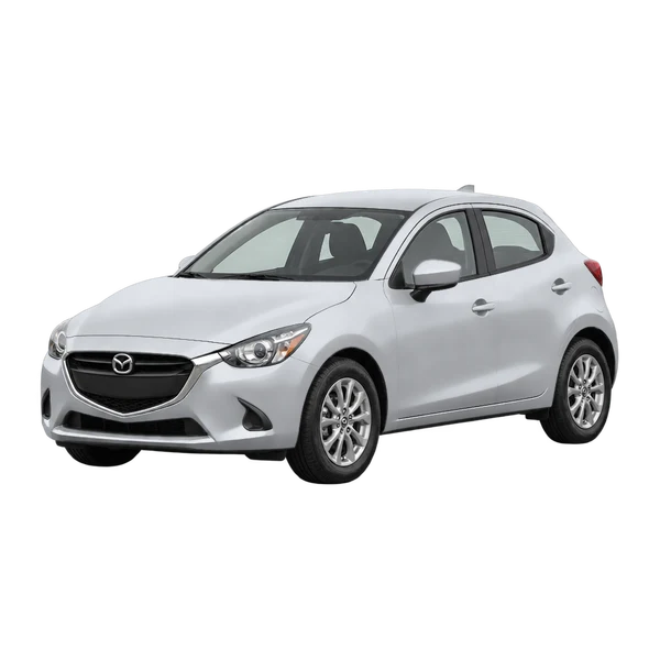 silver 2024 Mazda Mazda2 front three-quarter (facing left) view