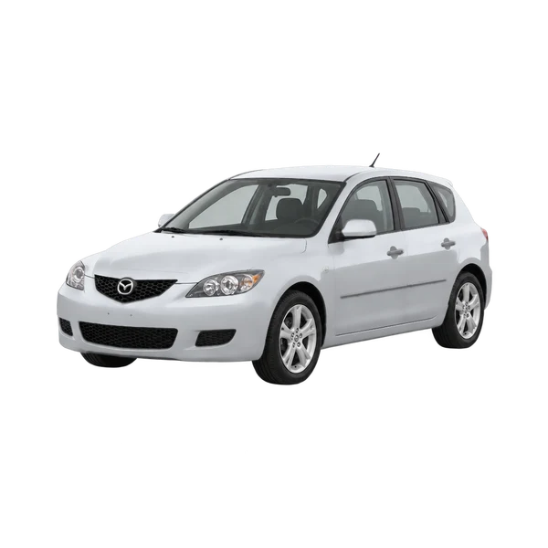 silver 2004 Mazda Mazda3 front three-quarter (facing left) view