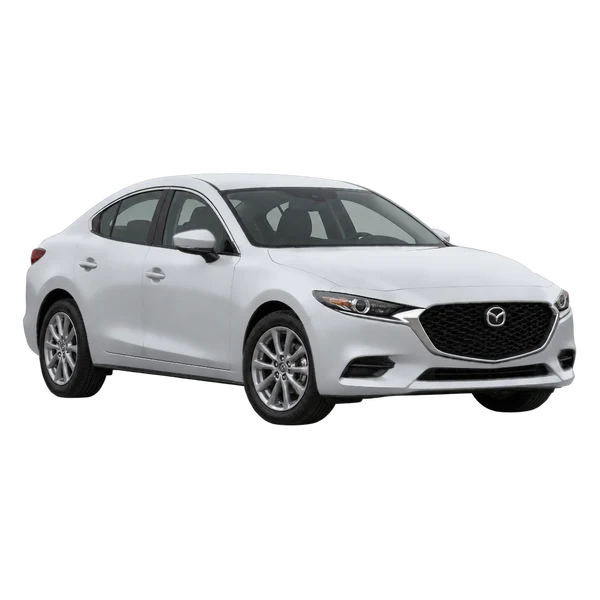 silver 2019 Mazda Mazda3 front three-quarter (facing left) view