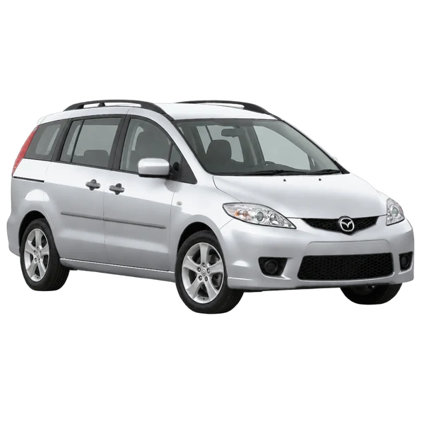 silver 2008 Mazda Mazda5 front three-quarter (facing left) view