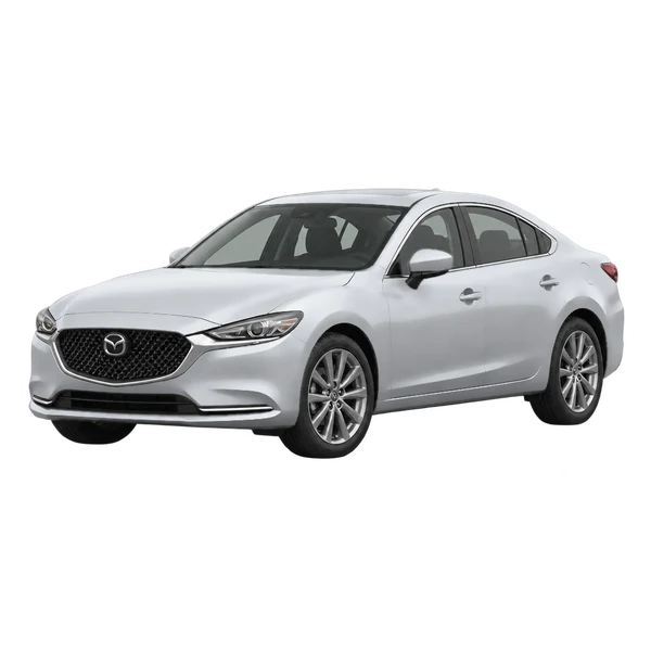 silver 2023 Mazda Mazda6 front three-quarter (facing left) view