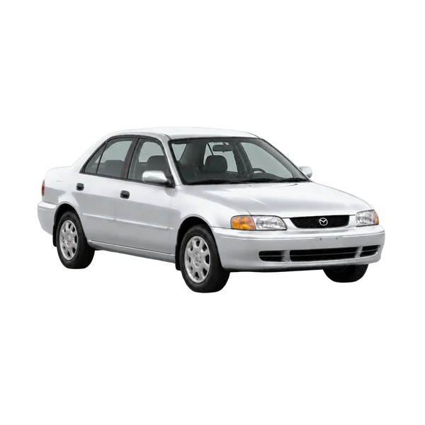silver 1998 Mazda Protege front three-quarter (facing left) view