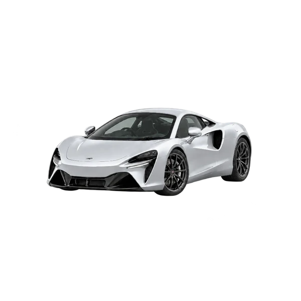 silver 2026 McLaren Artura front three-quarter (facing left) view