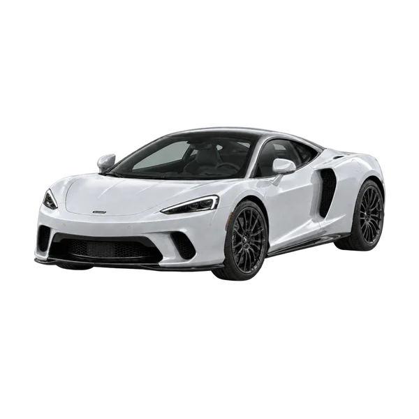 silver 2026 McLaren GT front three-quarter (facing left) view