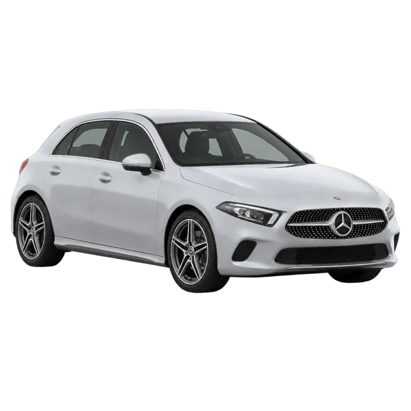silver 2019 Mercedes-Benz A 250 front three-quarter (facing left) view