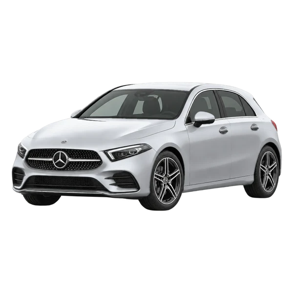 silver 2023 Mercedes-Benz A 250 front three-quarter (facing left) view