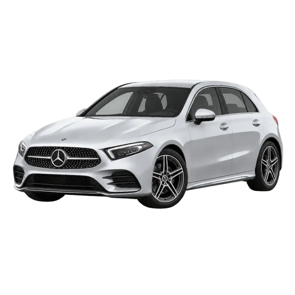 silver 2024 Mercedes-Benz A 250 front three-quarter (facing left) view