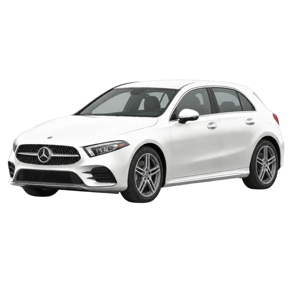 white 2022 Mercedes-Benz A-Klasse front three-quarter (facing left) view