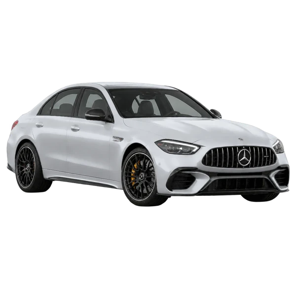 silver 2023 Mercedes-Benz AMG C 63 S front three-quarter (facing left) view