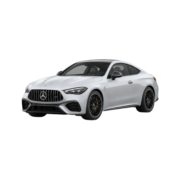 silver 2026 Mercedes-Benz AMG CLE 53 4Matic front three-quarter (facing left) view
