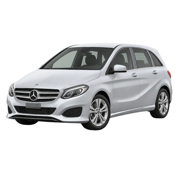 silver 2017 Mercedes-Benz B 250 front three-quarter (facing left) view