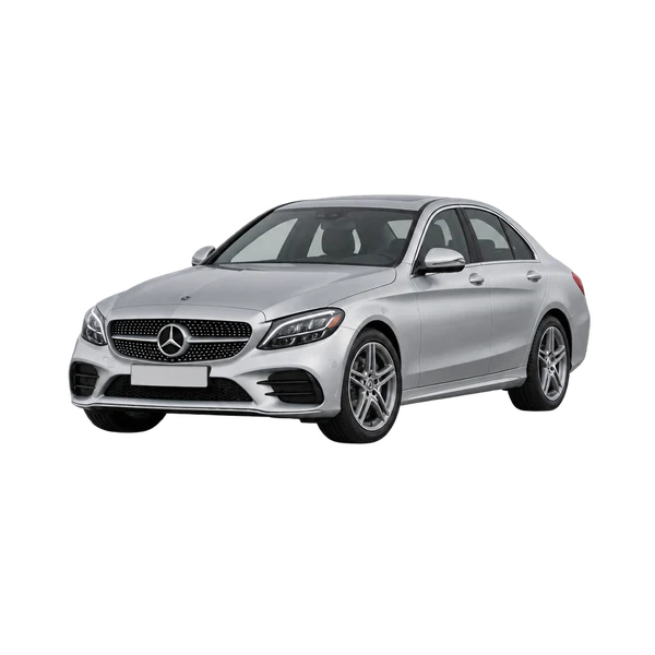 silver 2021 Mercedes-Benz C 160 front three-quarter (facing left) view