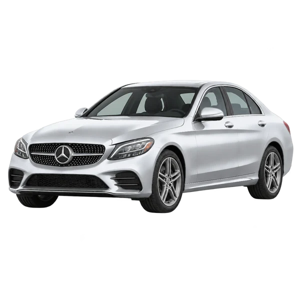 silver 2020 Mercedes-Benz C 300 front three-quarter (facing left) view