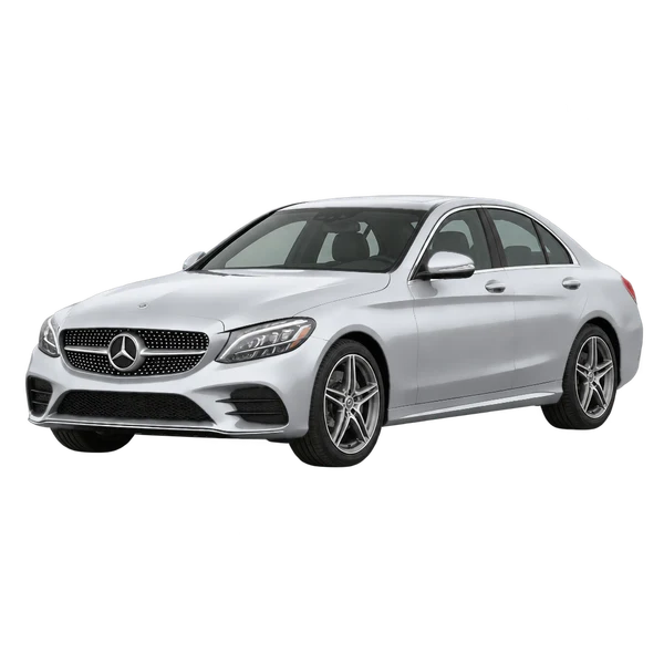silver 2021 Mercedes-Benz C 300 front three-quarter (facing left) view