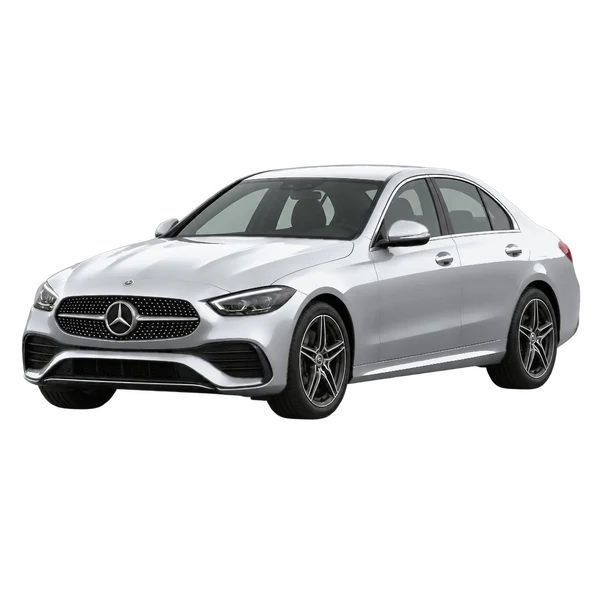 silver 2025 Mercedes-Benz C 300 front three-quarter (facing left) view