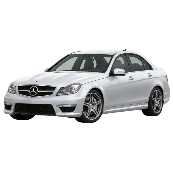 silver 2014 Mercedes-Benz C 63 AMG front three-quarter (facing left) view