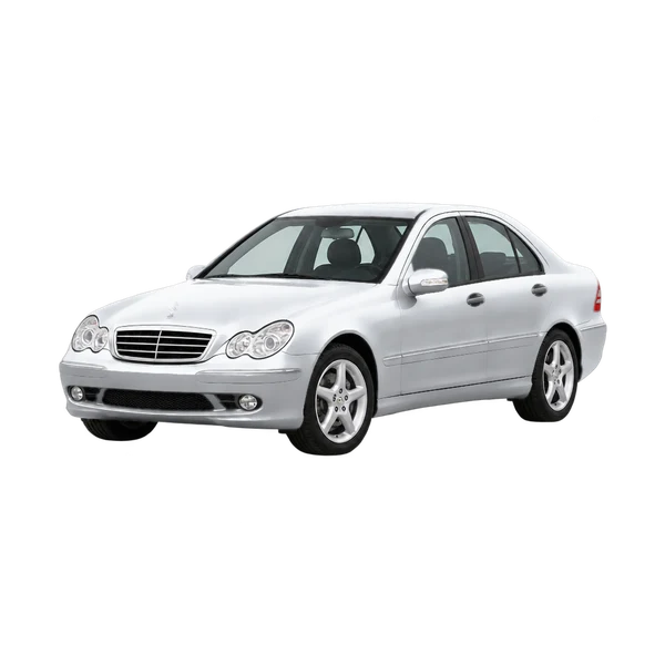 silver 2003 Mercedes-Benz C-Class front three-quarter (facing left) view