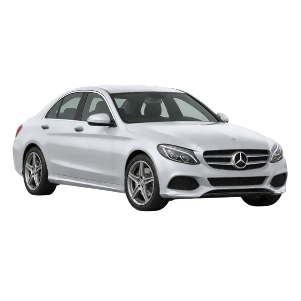 silver 2017 Mercedes-Benz C-Class front three-quarter (facing left) view
