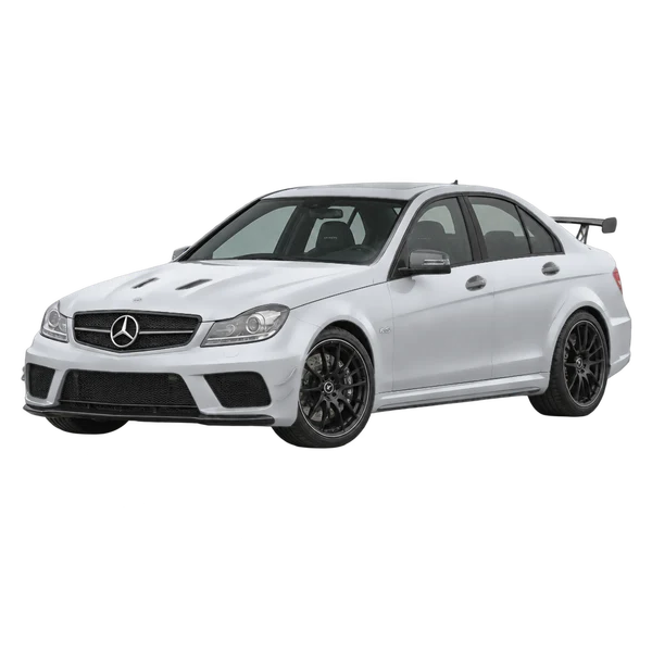 silver 2013 Mercedes-Benz C63 AMG Black Series front three-quarter (facing left) view