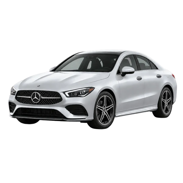 silver 2024 Mercedes-Benz CLA 250+ front three-quarter (facing left) view