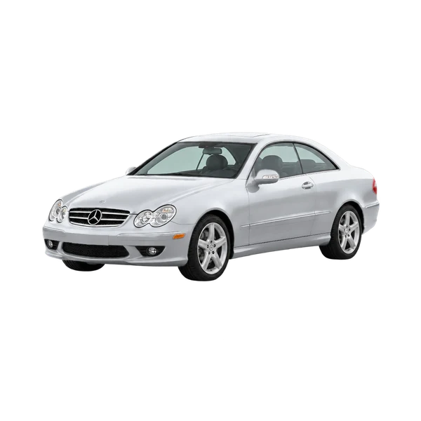 silver 2006 Mercedes-Benz CLK front three-quarter (facing left) view