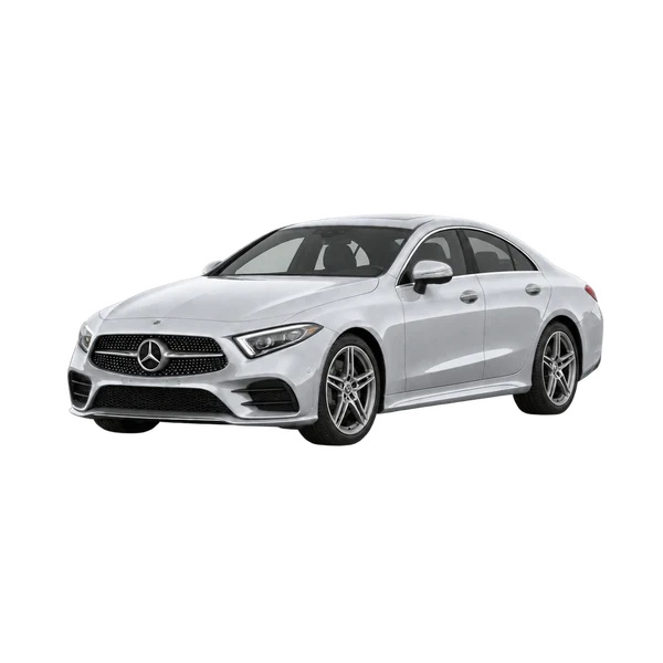 silver 2020 Mercedes-Benz CLS front three-quarter (facing left) view