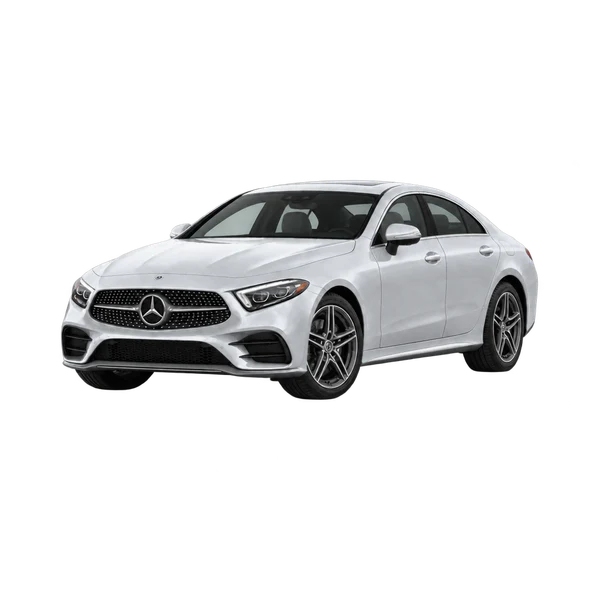 silver 2023 Mercedes-Benz CLS front three-quarter (facing left) view