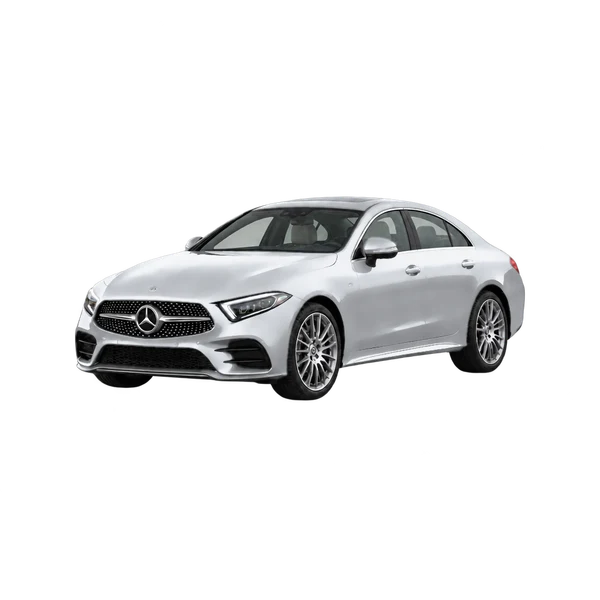 silver 2022 Mercedes-Benz CLS-Class front three-quarter (facing left) view