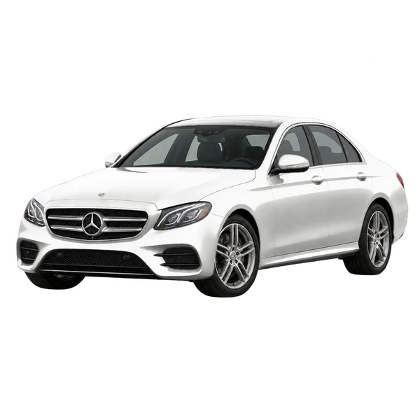 white 2017 Mercedes-Benz E front three-quarter (facing left) view