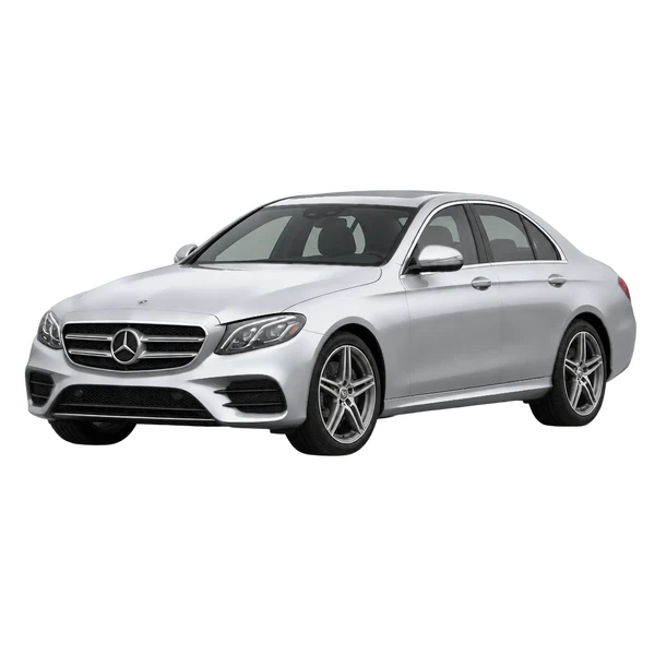 silver 2020 Mercedes-Benz E 450 4Matic front three-quarter (facing left) view