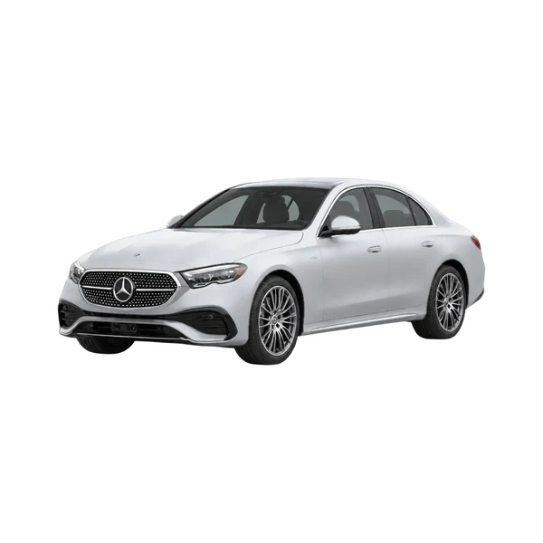 silver 2026 Mercedes-Benz E 450 4Matic front three-quarter (facing left) view