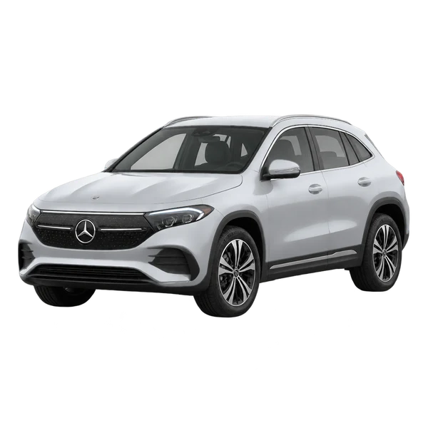 silver 2021 Mercedes-Benz EQA 300 4Matic front three-quarter (facing left) view