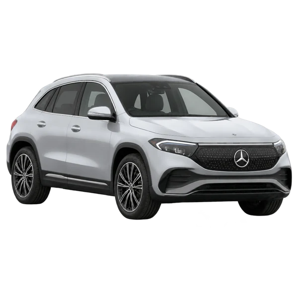 silver 2024 Mercedes-Benz EQA 350 4Matic front three-quarter (facing left) view