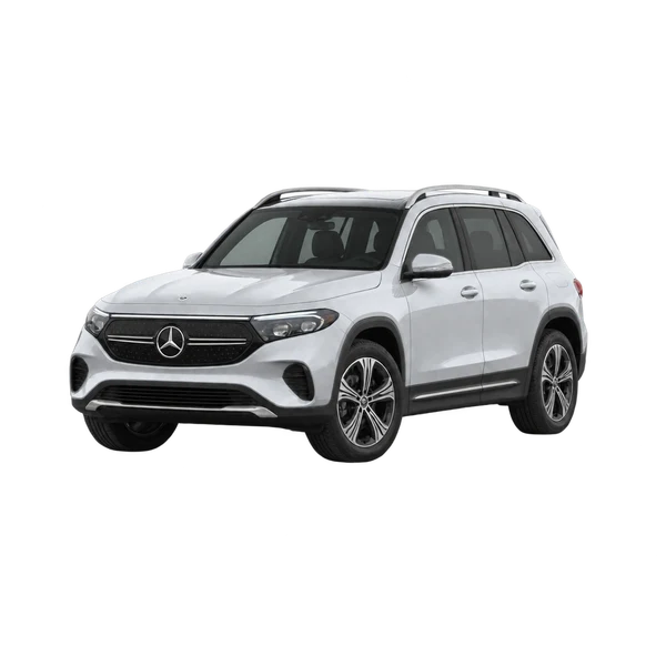 silver 2022 Mercedes-Benz EQB front three-quarter (facing left) view