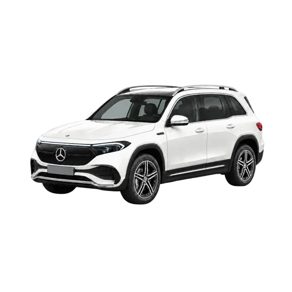 white 2023 Mercedes-Benz EQB front three-quarter (facing left) view