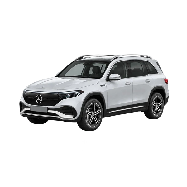 silver 2023 Mercedes-Benz EQB front three-quarter (facing left) view
