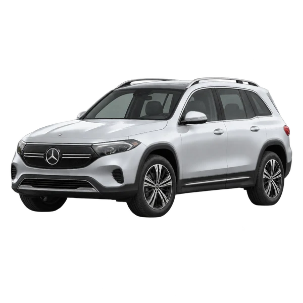 silver 2022 Mercedes-Benz EQB 300 4matic front three-quarter (facing left) view