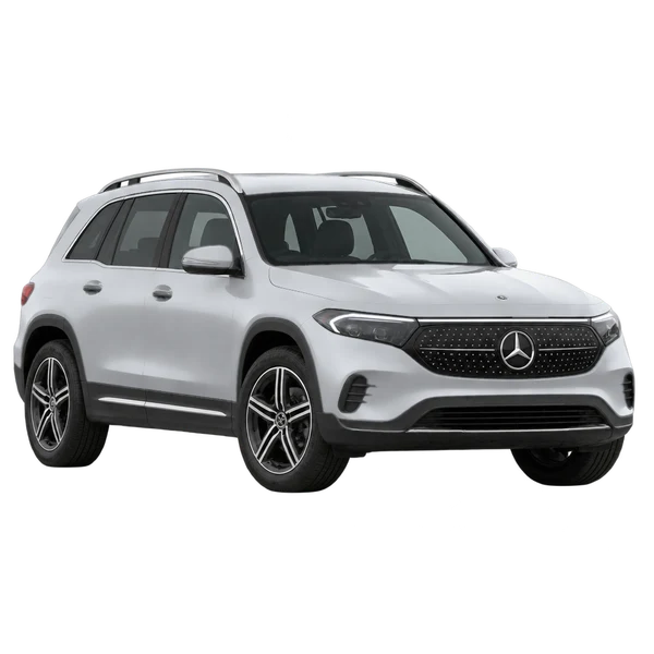 silver 2025 Mercedes-Benz EQB 300 4matic front three-quarter (facing left) view