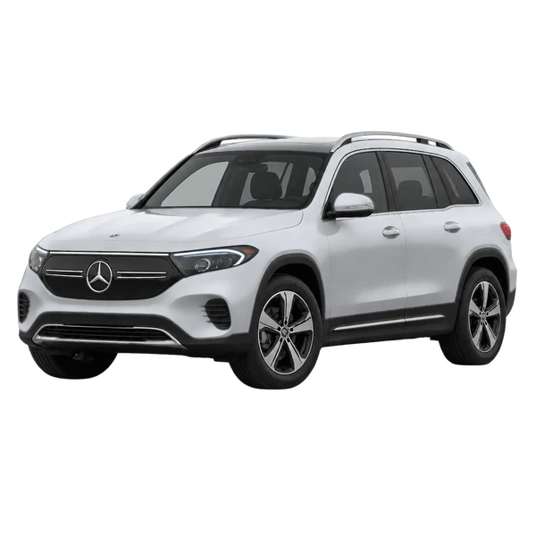silver 2022 Mercedes-Benz EQB 350 4matic front three-quarter (facing left) view
