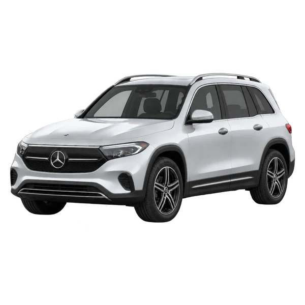 silver 2023 Mercedes-Benz EQB 350 4matic front three-quarter (facing left) view