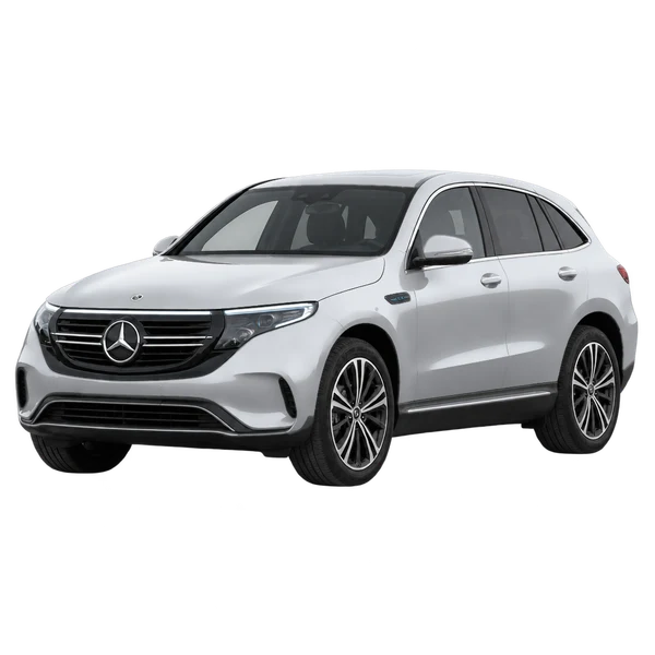 silver 2019 Mercedes-Benz EQC 400 4Matic front three-quarter (facing left) view