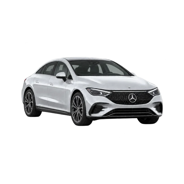 silver 2023 Mercedes-Benz EQE front three-quarter (facing left) view