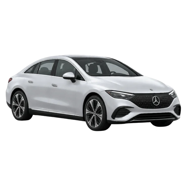 silver 2024 Mercedes-Benz EQE 300 front three-quarter (facing left) view